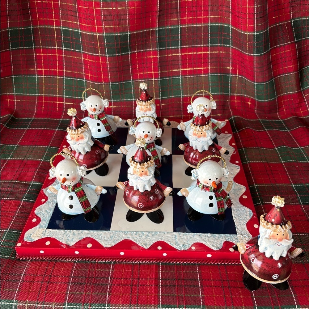 Home Interiors Christmas Tic Tac Toe Set-Features a Metal Board and Game Pieces